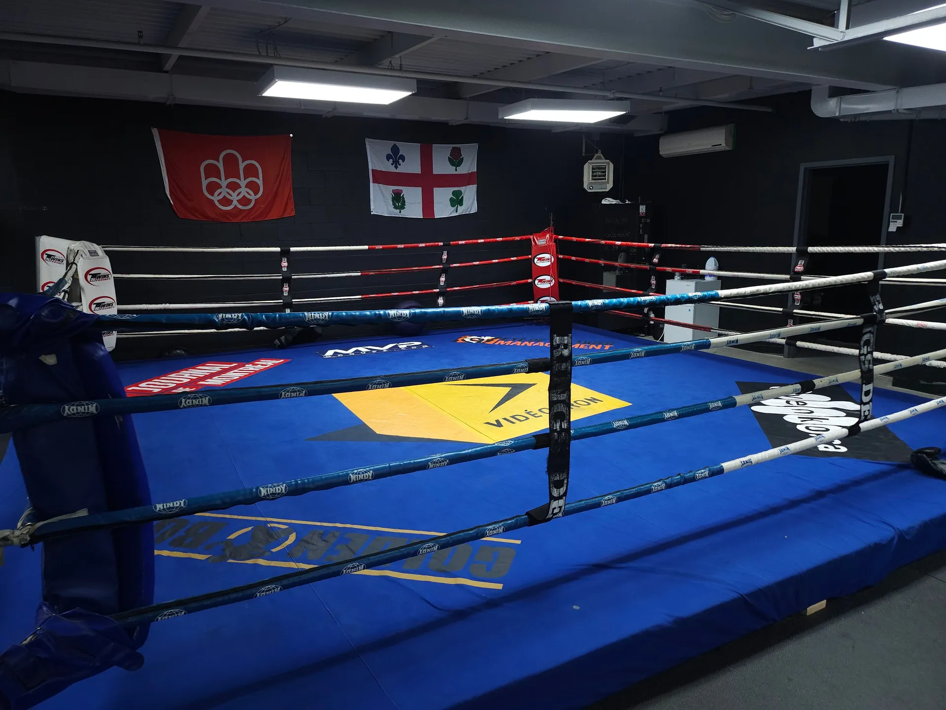 Ring de boxe dans la salle du coach